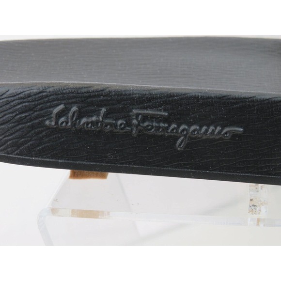 NIB FERRAGAMO GROOVE 6 BEIGE BLACK RUBBER GANCINI LOGO SANDALS SLIDES 10 M main image 12